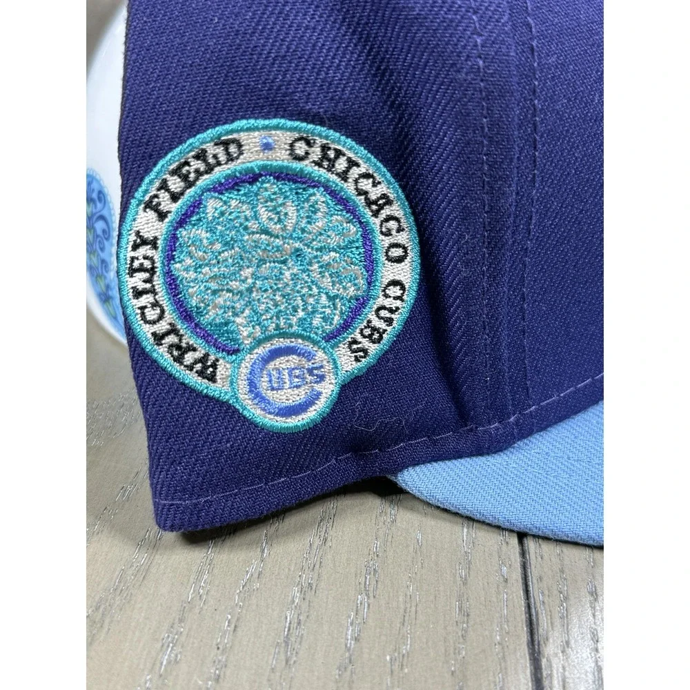 Chicago Cubs Hat Cap Fitted Mens 7‎ 3/8 Blue MLB Baseball New Era Cooperstown